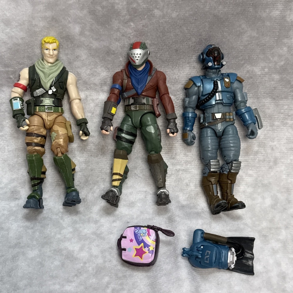 FORTNITE Epic Games Jonesy The Visitor & Rust Lord 4"  Figures JAZWARES Lot 2018